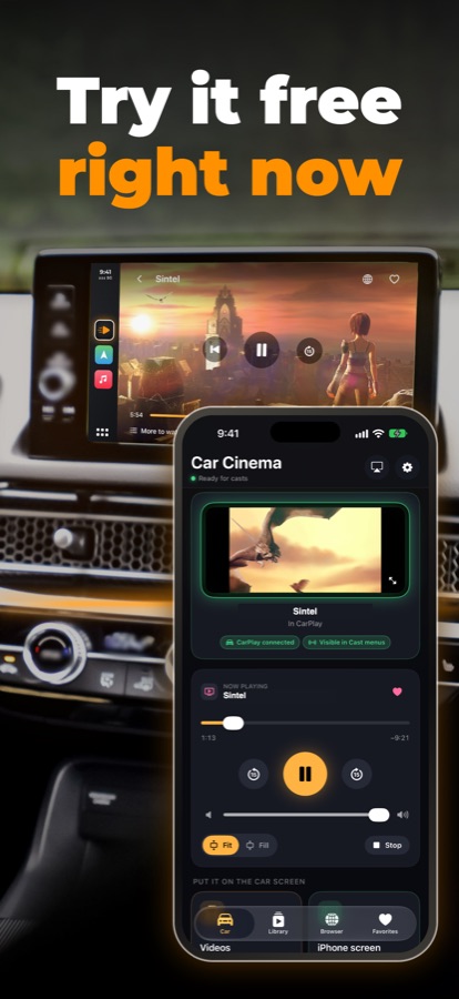 Car Cinema home on iPhone with the player