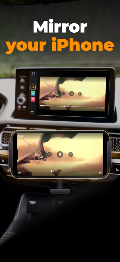 iPhone in a car mount playing a film